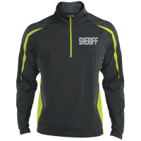 Embroidered Sheriff 1/2 Zip Performance Pullover Jackets CustomCat Charcoal Grey/Charge Green X-Small 