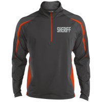 Embroidered Sheriff 1/2 Zip Performance Pullover Jackets CustomCat Charcoal Grey/Deep Orange X-Small 