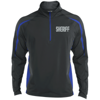 Embroidered Sheriff 1/2 Zip Performance Pullover Jackets CustomCat Charcoal/True Royal X-Small 