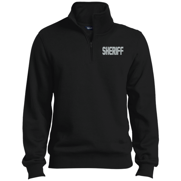 Embroidered Sheriff 1/4 Zip Pullover Sweatshirts CustomCat Black X-Small 