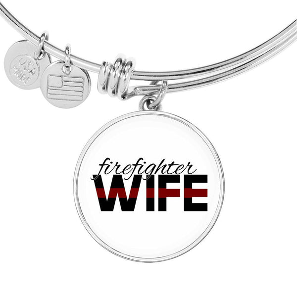 Firefighter Wife Engravable Bangle - Silver or Gold Jewelry ShineOn Fulfillment 