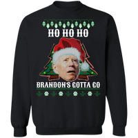HO HO HO Brandon's Gotta Go! Ugly Christmas Sweatshirt Sweatshirts Black S 