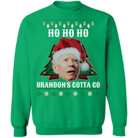 HO HO HO Brandon's Gotta Go! Ugly Christmas Sweatshirt Sweatshirts Irish Green S 