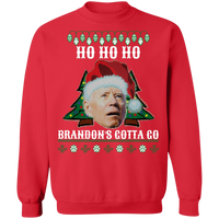 HO HO HO Brandon's Gotta Go! Ugly Christmas Sweatshirt Sweatshirts Red S 