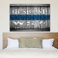 Husband and Wife Thin Blue Line Canvas Decor ViralStyle 
