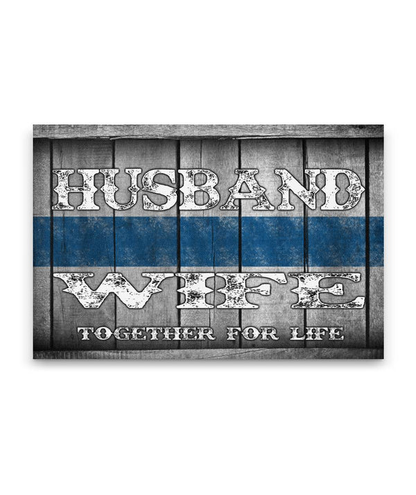 Husband and Wife Thin Blue Line Canvas Decor ViralStyle Premium OS Canvas - Landscape 18x12*
