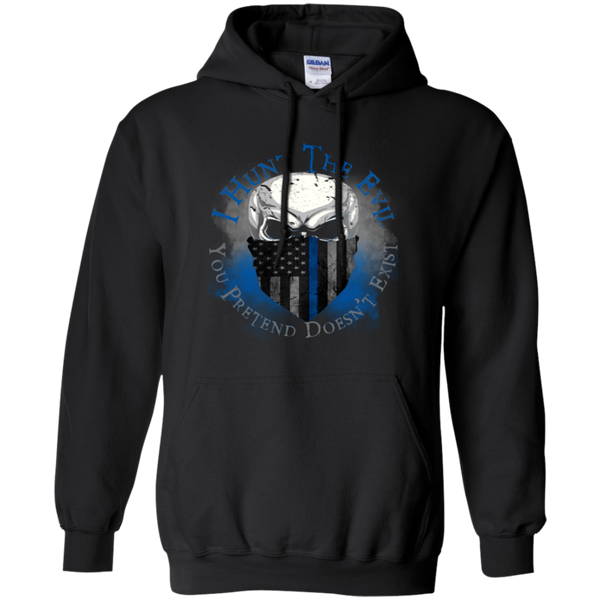 I Hunt The Evil Thin Blue Line Hoodie Sweatshirts CustomCat Black Small 