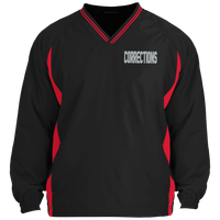 Men's Embroidered Corrections Pullover Windshirt Jackets Black/True Red X-Small 