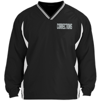Men's Embroidered Corrections Pullover Windshirt Jackets Black/White X-Small 