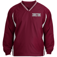 Men's Embroidered Corrections Pullover Windshirt Jackets Maroon/White X-Small 