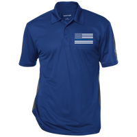 Mens' Thin Blue Line Performance Textured Three-Button Polo Polo Shirts CustomCat True Royal/Gray X-Small 