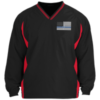 Men's Thin White Line Pullover Windshirt Jackets Black/True Red X-Small 