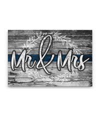 Mr & Mrs Thin Blue Line Canvas Decor ViralStyle Premium OS Canvas - Landscape 18x12*