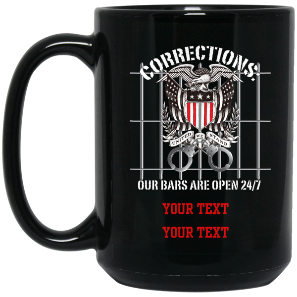 Personalized Corrections Thin Grey Line Open Bars Mug Drinkware Black One Size 