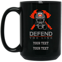 Personalized Defend The Line Firefighter Mask Mug Drinkware Black One Size 