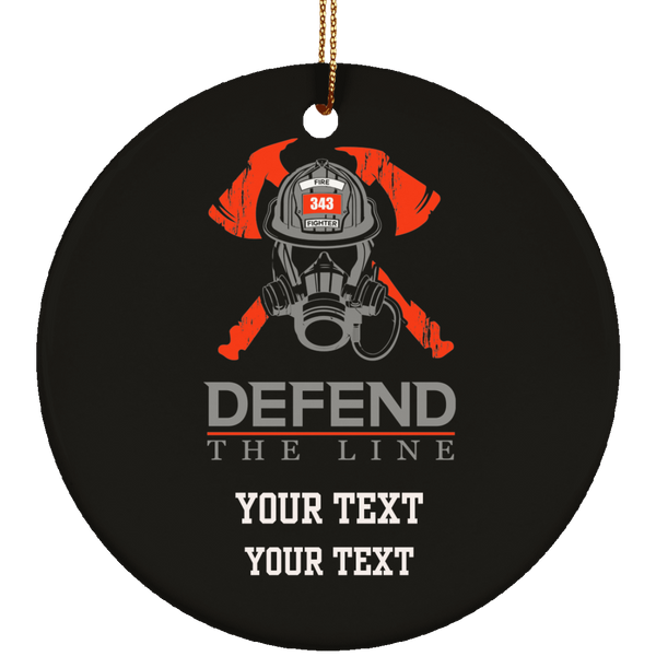 Personalized Defend The Line Firefighter Skull Ornament Housewares Black One Size 