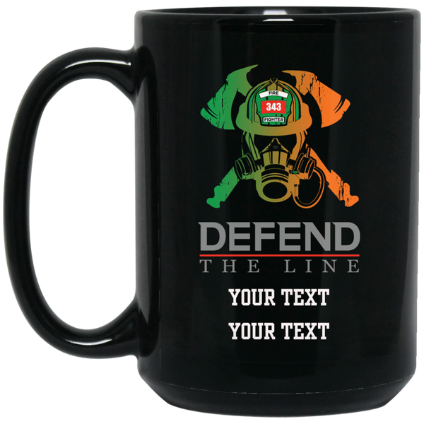Personalized Defend The Line irish Firefighter Mask Mug Drinkware Black One Size 
