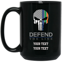 Personalized Defend The Line Irish Punisher Mask Mug Drinkware Black One Size 