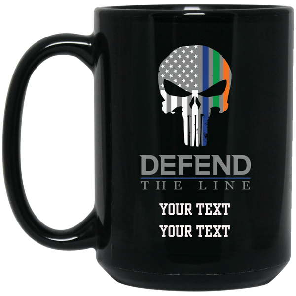 Personalized Defend The Line Irish Punisher Mask Mug Drinkware Black One Size 