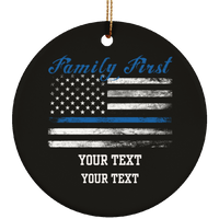 Personalized Family First Thin Blue Line Ornament Housewares Black One Size 