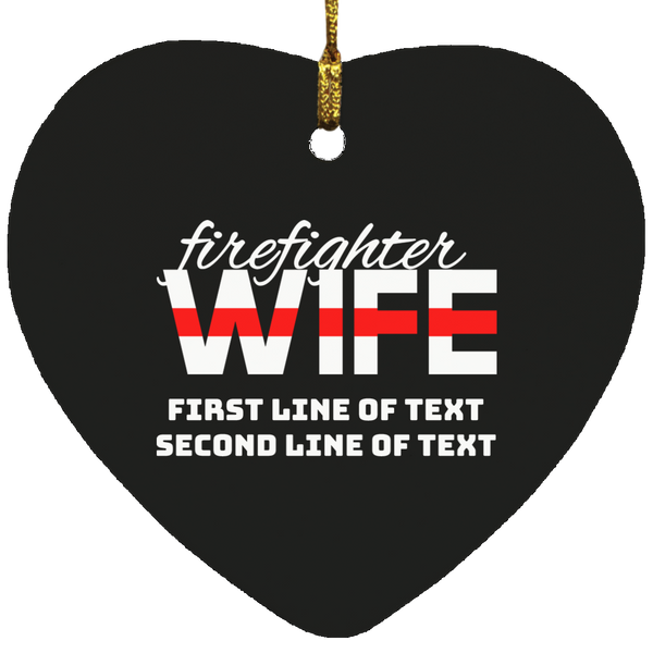 Personalized Firefighter Wife Ornament Housewares Black One Size 