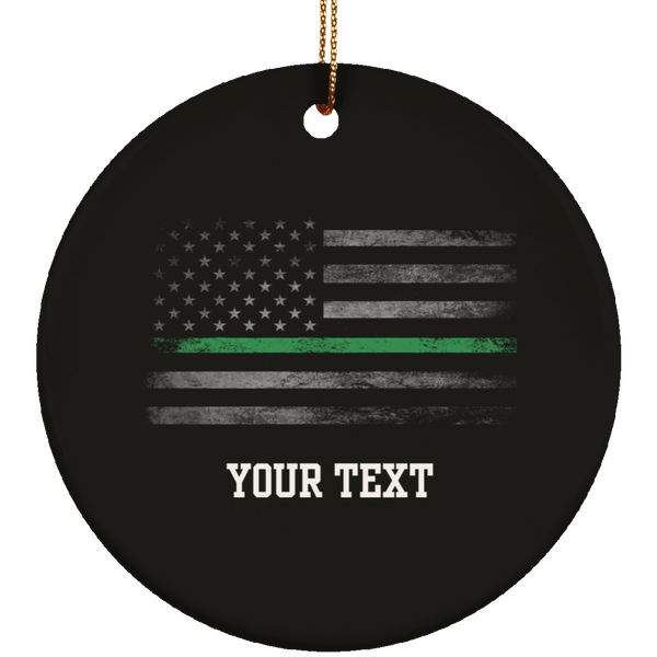 Personalized Thin Green Line Ornament Housewares Black One Size 
