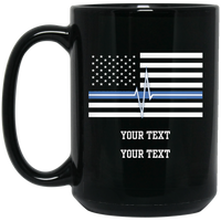 Personalized Thin White Line Mug Drinkware Black One Size 