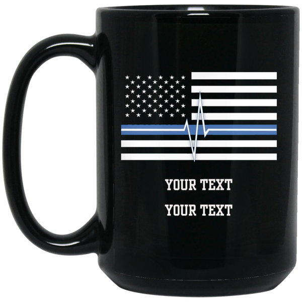 Personalized Thin White Line Mug Drinkware Black One Size 