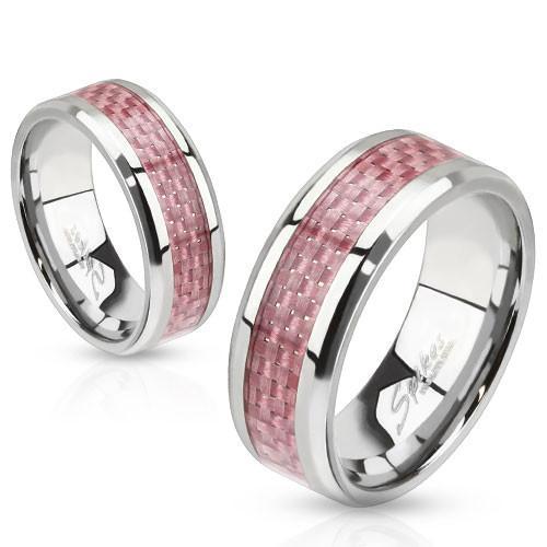 Proto Ladies' Pink Carbon Fiber Engravable Ring Ring 5 No 