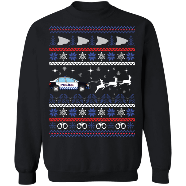 protoMen's Police Car Ugly Christmas Sweater Pullover Sweatshirts Black S 