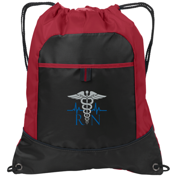 RN Embroidered Cinch Pack Bags Black/True Red One Size 