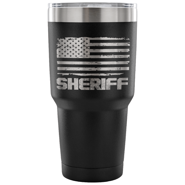 Sheriff Tumbler Tumblers teelaunch 30 Ounce Vacuum Tumbler - Black 