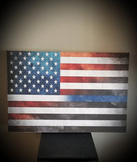 Thin Blue Line American Flag Canvas Decor ViralStyle 