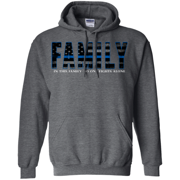 Thin Blue Line Family Hoodie Sweatshirts CustomCat Dark Heather Small 