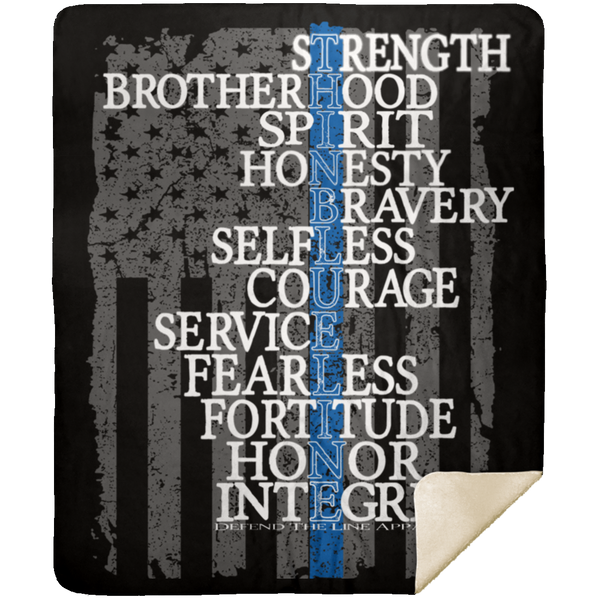 Thin Blue Line Flag Premium Mink Sherpa Blanket Blankets Black 50x60 