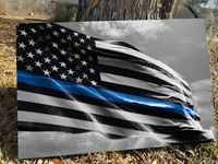 Thin Blue Line Flag Waving Canvas Decor ViralStyle 