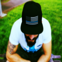Thin Blue Line Flat Bill Twill Flexfit Hat Hats CustomCat 