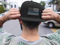 Thin Blue Line Flat Bill Twill Flexfit Hat Hats 