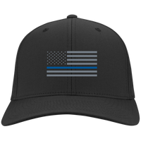 Thin Blue Line Flexfit Hat Hats CustomCat Black S/M 