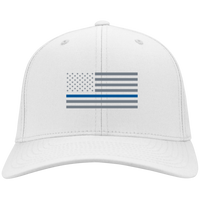 Thin Blue Line Flexfit Hat Hats CustomCat White S/M 