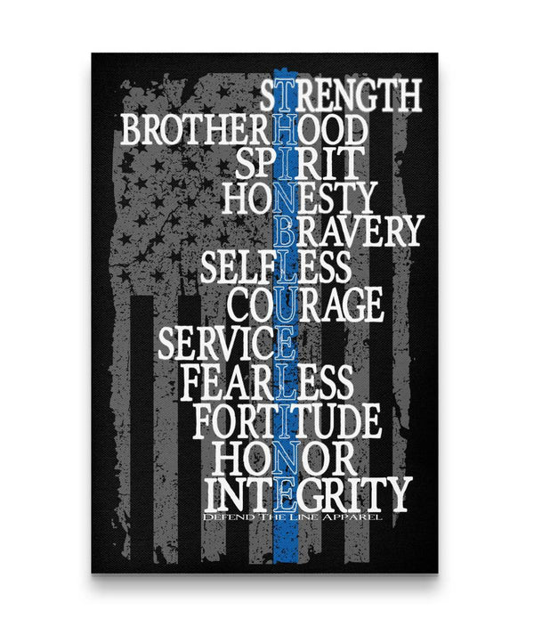Thin Blue Line Framed Canvas Decor ViralStyle Premium OS Canvas - Portrait 12x18*