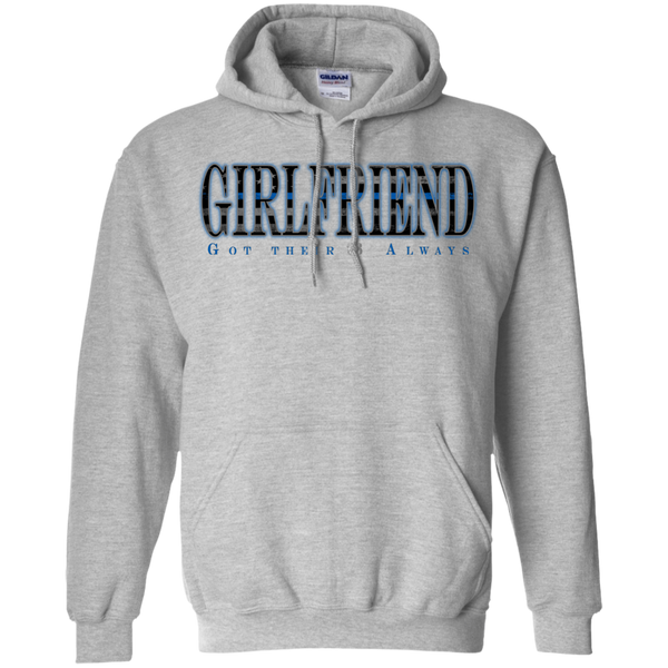 Thin Blue Line Girlfriend Hoodie Sweatshirts CustomCat Sport Grey Small 