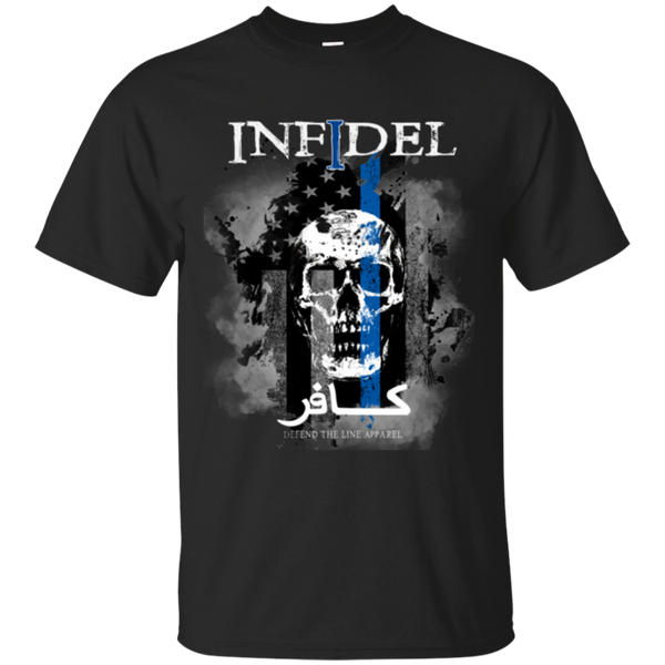 Thin Blue Line Infidel T-Shirt T-Shirts CustomCat 