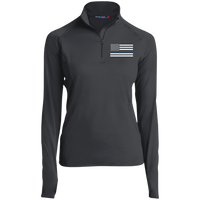 Thin Blue Line Ladies Performance Pullover Jackets CustomCat Charcoal Grey X-Small 