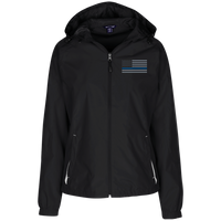 Thin Blue Line Ladies' Wind Breaker Jacket Warm Ups CustomCat Black/White X-Small 