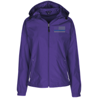 Thin Blue Line Ladies' Wind Breaker Jacket Warm Ups CustomCat Purple/White X-Small 