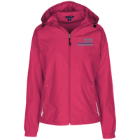 Thin Blue Line Ladies' Wind Breaker Jacket Warm Ups CustomCat Raspbery/White X-Small 