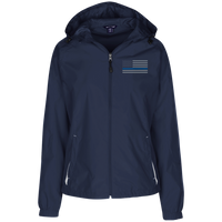 Thin Blue Line Ladies' Wind Breaker Jacket Warm Ups CustomCat True Navy/White X-Small 