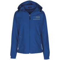 Thin Blue Line Ladies' Wind Breaker Jacket Warm Ups CustomCat True Royal/White X-Small 