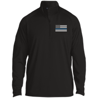 Thin Blue Line Men's Performance Pullover Jackets CustomCat Black X-Small 
